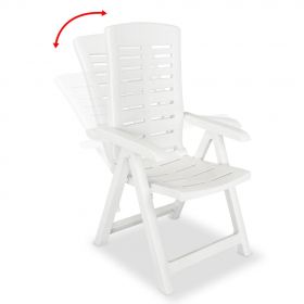 Scaune de gradina rabatabile, 4 buc., alb, plastic