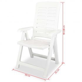 Scaune de gradina rabatabile, 4 buc., alb, plastic