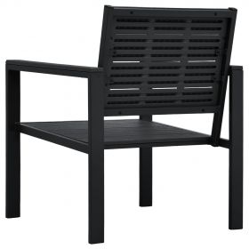 Scaune de gradina, 2 buc., negru, HDPE, aspect lemn