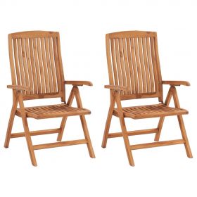 Scaune de gradina cu perne model frunze, 2 buc, lemn masiv tec, maro