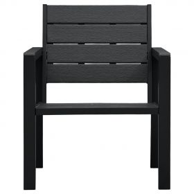 Scaune de gradina, 2 buc., negru, HDPE, aspect lemn
