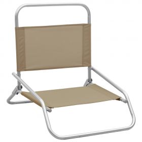 Scaune de plaja pliante, 2 buc., material textil, gri taupe