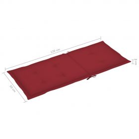 Scaune gradina cu perne rosu vin, 2 buc., lemn masiv tec, rosu