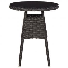 Set mobilier bistro de gradina cu perne 3 piese negru poliratan