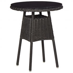 Set mobilier bistro de gradina cu perne 3 piese negru poliratan