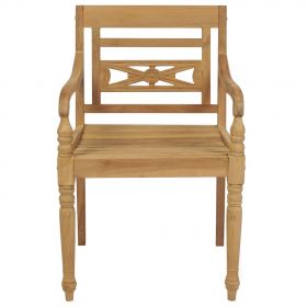 Scaune Batavia perne gri model carouri, 2 buc., lemn masiv tec, multicolor