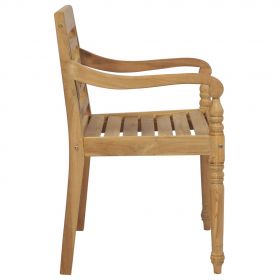 Scaune Batavia perne gri model carouri, 2 buc., lemn masiv tec, multicolor