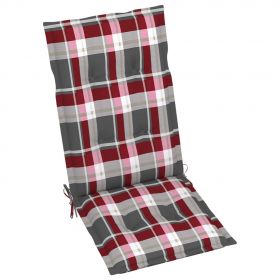 Scaune de gradina cu perne rosu carouri, 4 buc., lemn masiv tec, multicolor