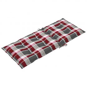 Scaune de gradina cu perne rosu carouri, 4 buc., lemn masiv tec, multicolor