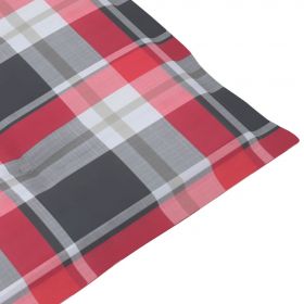 Scaune gradina cu perne, rosu model carouri, lemn masiv tec, multicolor