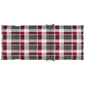 Scaune de gradina cu perne rosu carouri, 4 buc., lemn masiv tec, multicolor