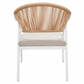 Set de mobilier de gradina din ratan, 4 piese, alb/bej, PALNY