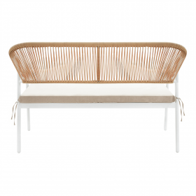 Set de mobilier de gradina din ratan, 4 piese, alb/bej, PALNY