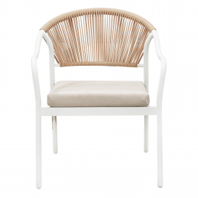 Set de mobilier de gradina din ratan, 4 piese, alb/bej, PALNY