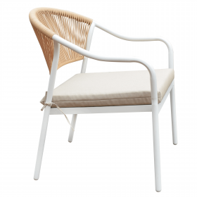 Set de mobilier de gradina din ratan, 4 piese, alb/bej, PALNY