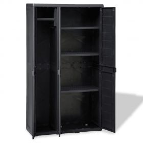 Dulap de depozitare pentru gradina cu 4 rafturi negru,