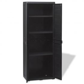 Dulap de depozitare pentru gradina cu 3 rafturi negru,