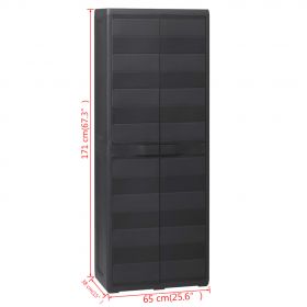 Dulap de depozitare pentru gradina cu 3 rafturi negru,