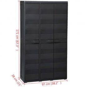 Dulap de depozitare pentru gradina cu 4 rafturi negru,