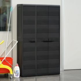 Dulap de depozitare pentru gradina cu 4 rafturi negru,
