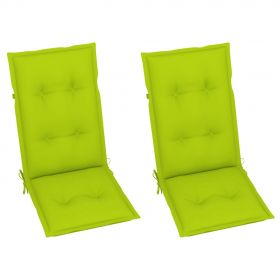 Scaune de gradina cu perne verde aprins, 2 buc., lemn masiv tec