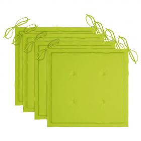 Scaune de gradina cu perne verde aprins, 4 buc., lemn masiv tec
