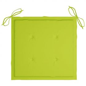 Scaune de gradina cu perne verde aprins, 8 buc., lemn masiv tec