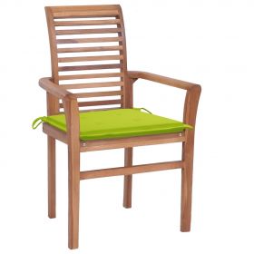 Scaune de bucatarie, perne verde aprins, 8 buc., lemn masiv tec