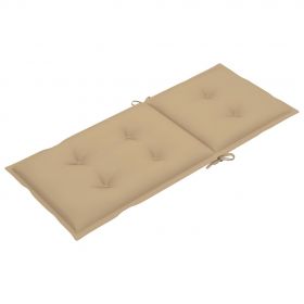 Scaun de gradina cu perna bej, lemn masiv de tec-3062364
