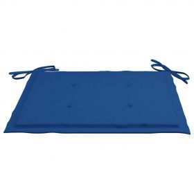 Scaune bucatarie cu perne albastru regal, 8 buc. lemn masiv tec