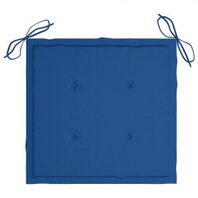 Scaune bucatarie cu perne albastru regal, 8 buc. lemn masiv tec