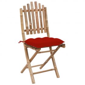Scaune de gradina pliabile, cu perne, 2 buc., bambus-3064008