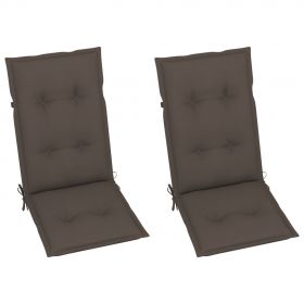 Scaune gradina cu perne gri taupe, 2 buc., lemn masiv tec-3062339