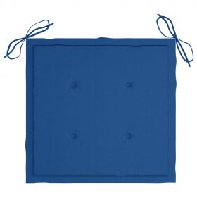 Scaune gradina cu perne albastru regal, 4 buc., lemn masiv tec