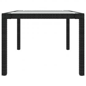 Masa de gradina maro 90x90x75 cm sticla securizata si poliratan