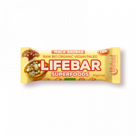 Baton cu fructe, maca si baobab raw eco-bio 47g - Lifebar Plus