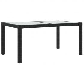 Masa de gradina maro 90x90x75 cm sticla securizata si poliratan