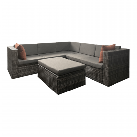 Set de 4 piese din rattan, gri, GARDIANA