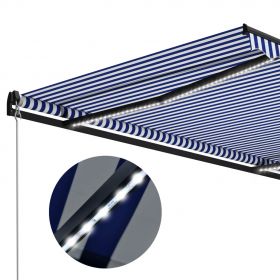Copertina retractabila manual cu LED, albastru/alb/negru, 500 x 300 cm