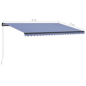 Copertina retractabila manual cu LED, albastru/alb/negru, 500 x 300 cm