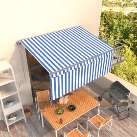Copertina retractabila automat cu stor, albastru/alb, 3,5 x 2,5 m
