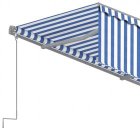 Copertina retractabila automat cu stor, albastru/alb, 3,5 x 2,5 m