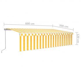 Copertina retractabila manual cu stor/LED, galben/alb, 6 x 3 m