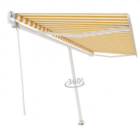 Copertina autonoma retractabila automat, galben/alb, stalp alb