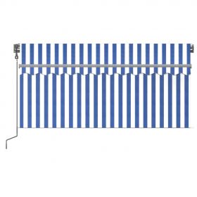 Copertina retractabila automat cu stor, albastru/alb, 3,5 x 2,5 m