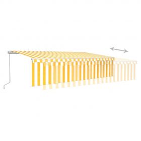 Copertina retractabila manual cu stor/LED, galben/alb, 6 x 3 m