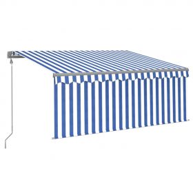 Copertina automata stor/LED/senzor vant albastru/alb 3,5 x 2,5 m