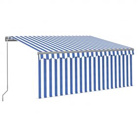 Copertina retractabila manual cu stor, albastru/alb, 3,5 x 2,5 m