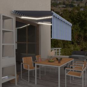 Copertina retractabila manual cu stor/LED albastru/alb 3,5 x 2,5m