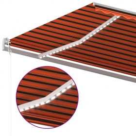 Copertina retractabila manual cu LED, portocaliu/maro, 600 x 300 cm